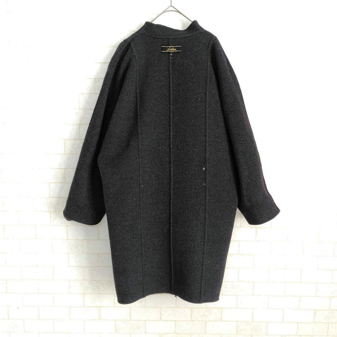 レリアン【M】カシミヤ混30％　チェスターコート　ヘリンボーン柄　レディース