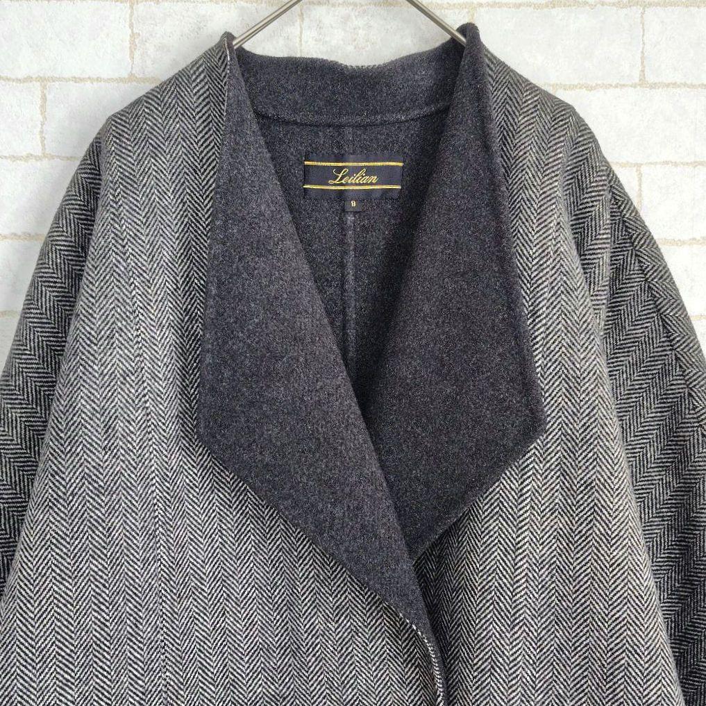 レリアン【M】カシミヤ混30％　チェスターコート　ヘリンボーン柄　レディース
