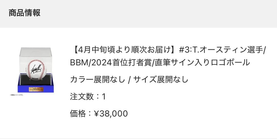 DeNAベイスターズ オースティンBBM/直筆サイン入りロゴボール