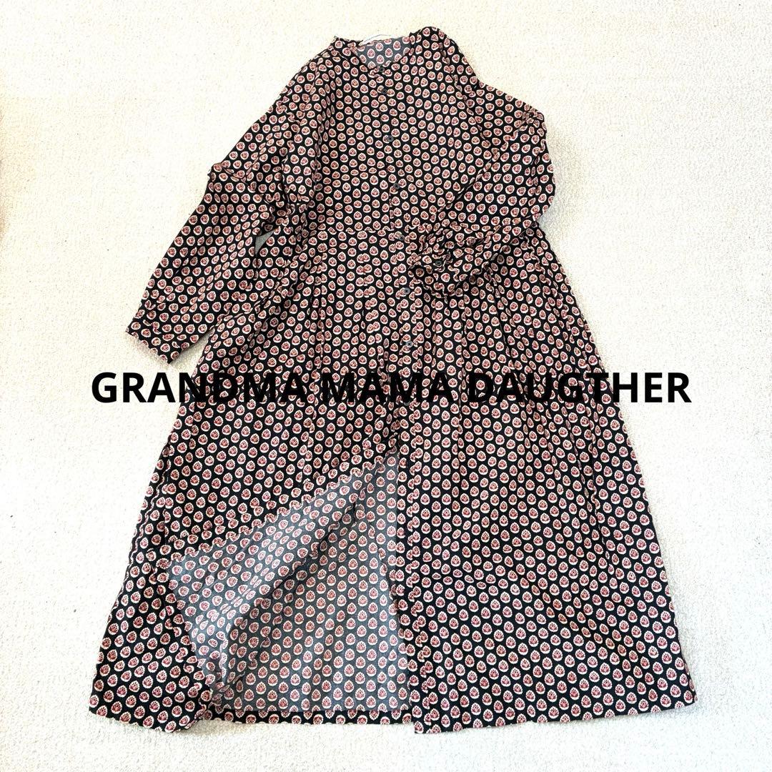 人気　グランママドーター　ボックスタックバンドカラーワンピース　完売品　長袖