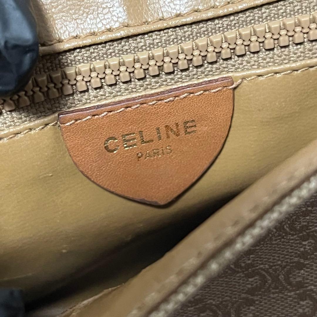 希少 CELINE セリーヌ マカダム ショルダーバッグ ベージュ×ブラウン
