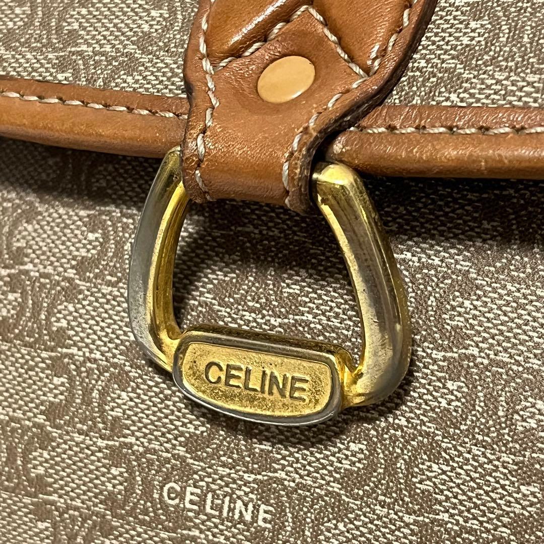 希少 CELINE セリーヌ マカダム ショルダーバッグ ベージュ×ブラウン