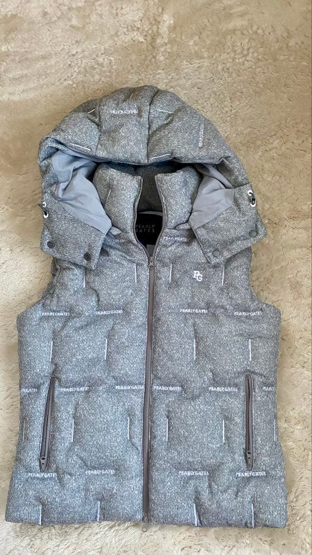 PEARLY GATES グレー ダウンベスト サイズ2 フード付き　取り外し可