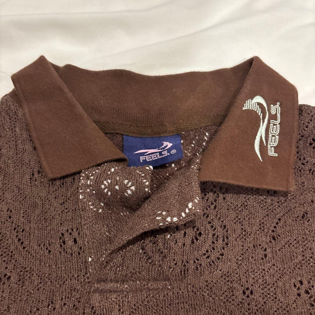 FEELS. 上杉柊平 リゾート クロッシェ ポロシャツブラウン Mサイズ