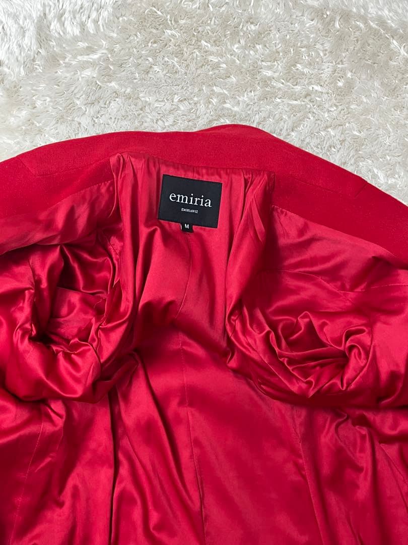 エミリアウィズ　チェスターコート　ウール　ベルト　赤　レッド　ロング　秋冬