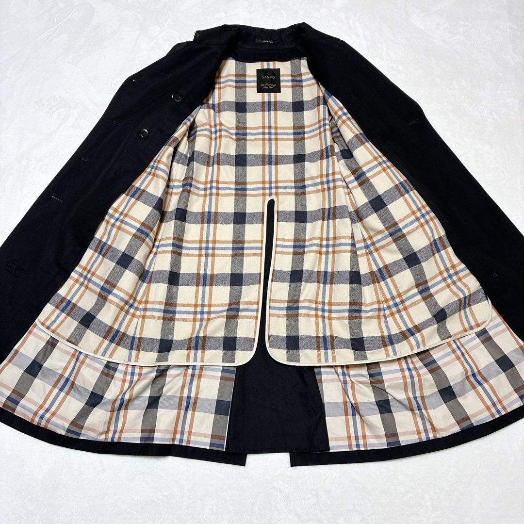 ⭐️美品⭐️ サンヨー　100年コート　トレンチコート　チェック　ライナー　ネイビー