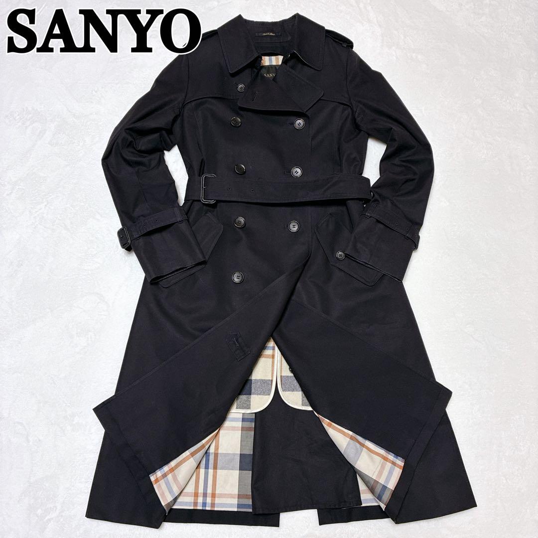⭐️美品⭐️ サンヨー　100年コート　トレンチコート　チェック　ライナー　ネイビー