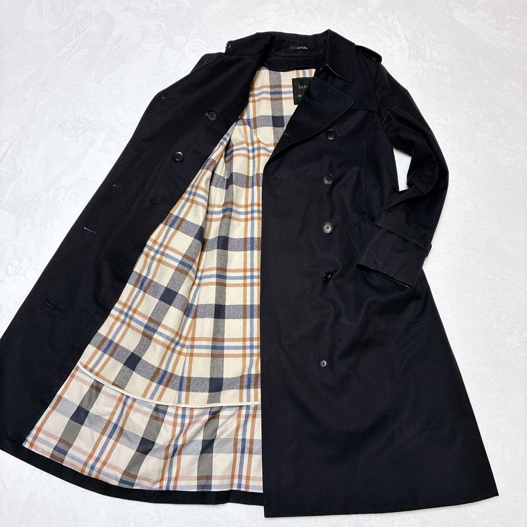 ⭐️美品⭐️ サンヨー　100年コート　トレンチコート　チェック　ライナー　ネイビー