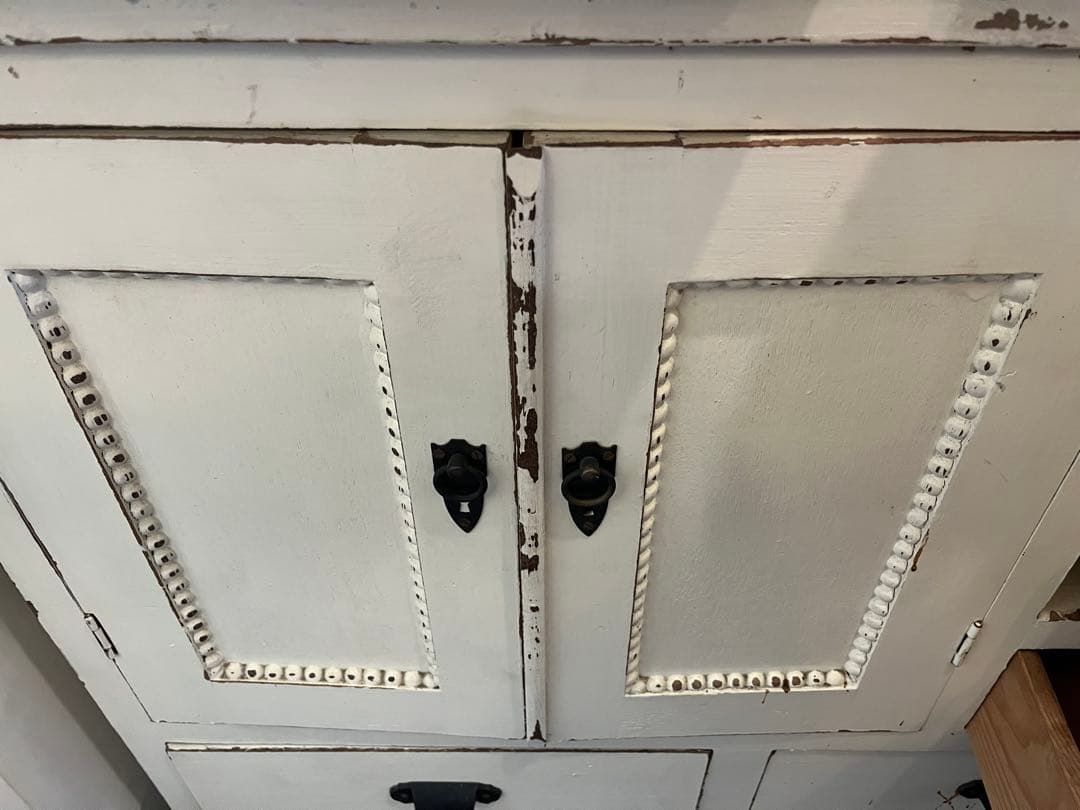 SALE◼︎古いホワイトペイントキャビネット白アンティークヴィンテージシャビー