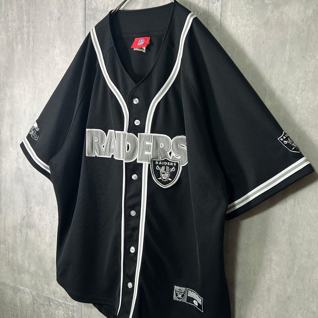 希少 NFL Raiders ベースボールシャツ 刺繍 ジャージ 黒