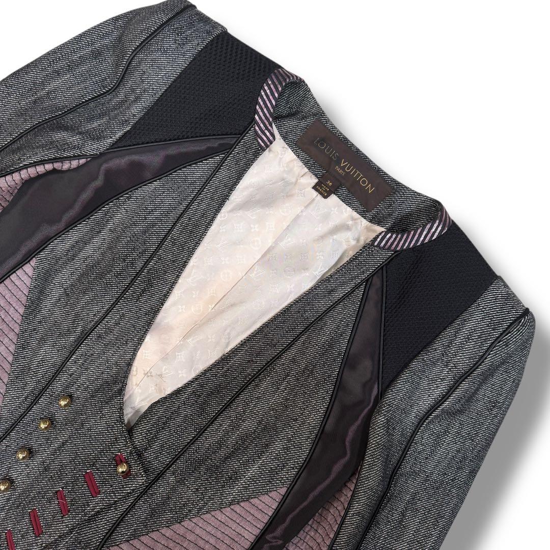 美品 LOUIS VUITTON モノグラム 異素材 切替 コルセットジャケット