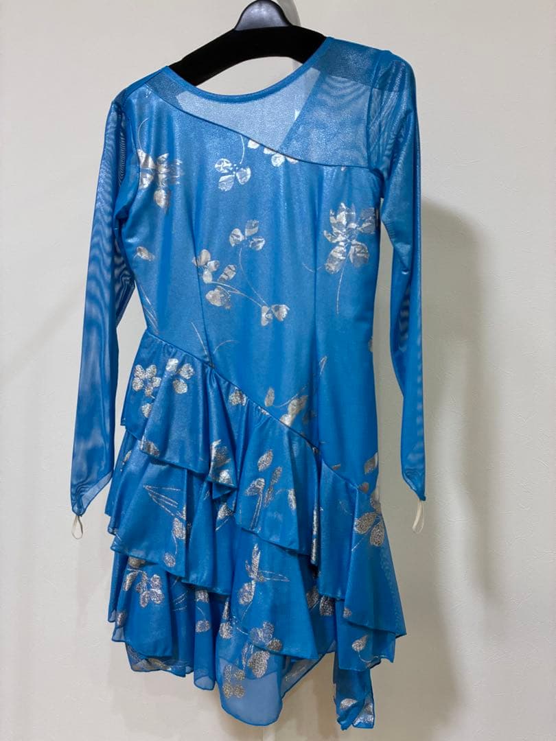 Create-sun 社交ダンス ドレス 水色 シースルー デモ・パーティー用