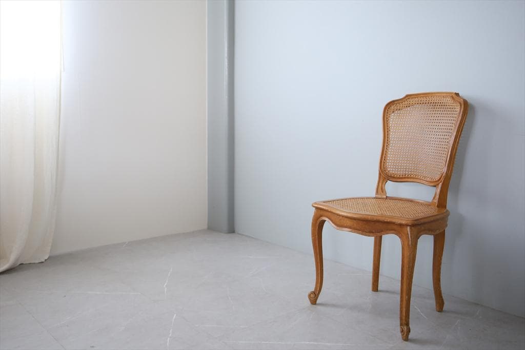 フランスアンティーク猫脚ダイニングチェア/椅子イス/籐ラタン(90-190-4)