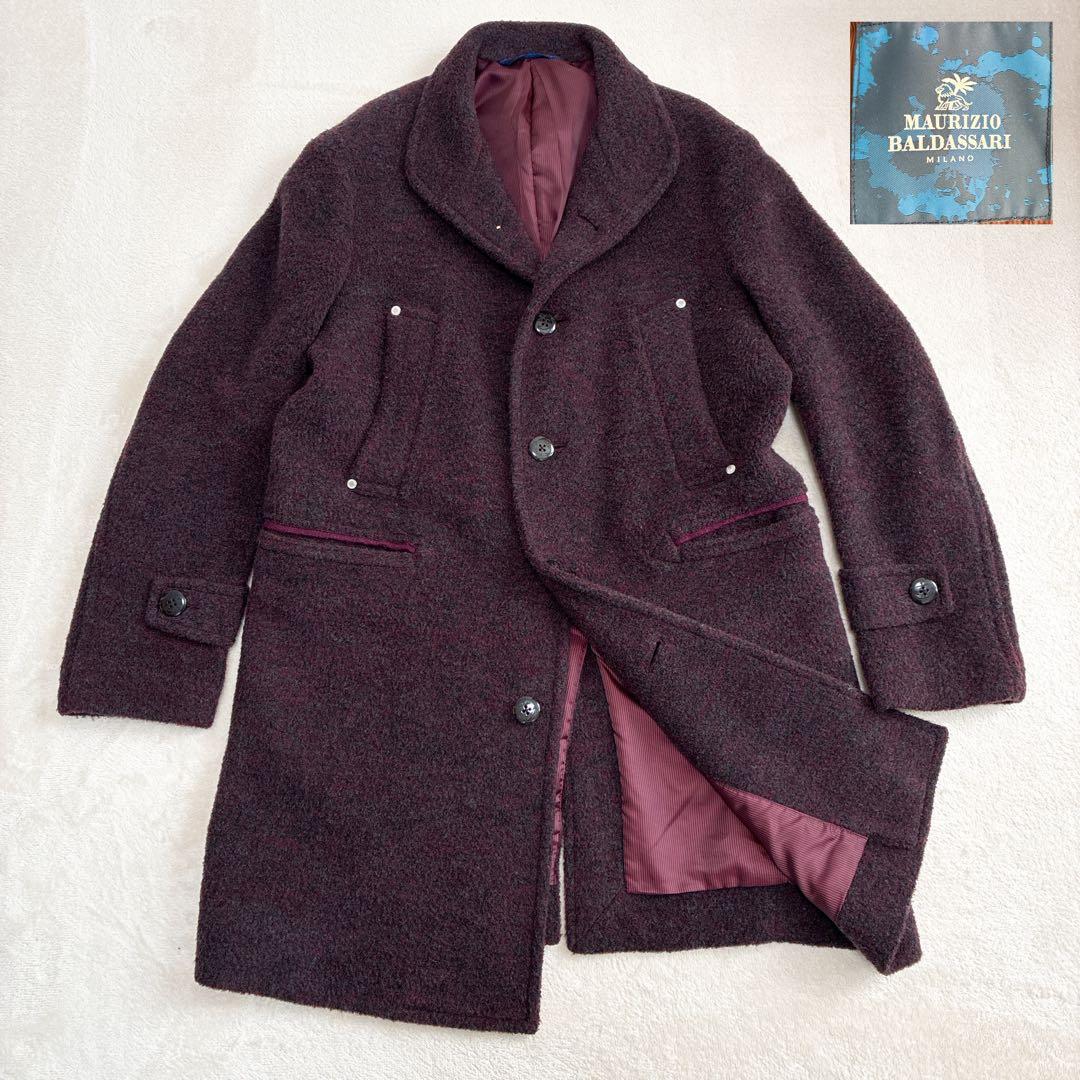 MAURIZIO BALDASSARI ウールコート　ツィード　　ボルドー　48