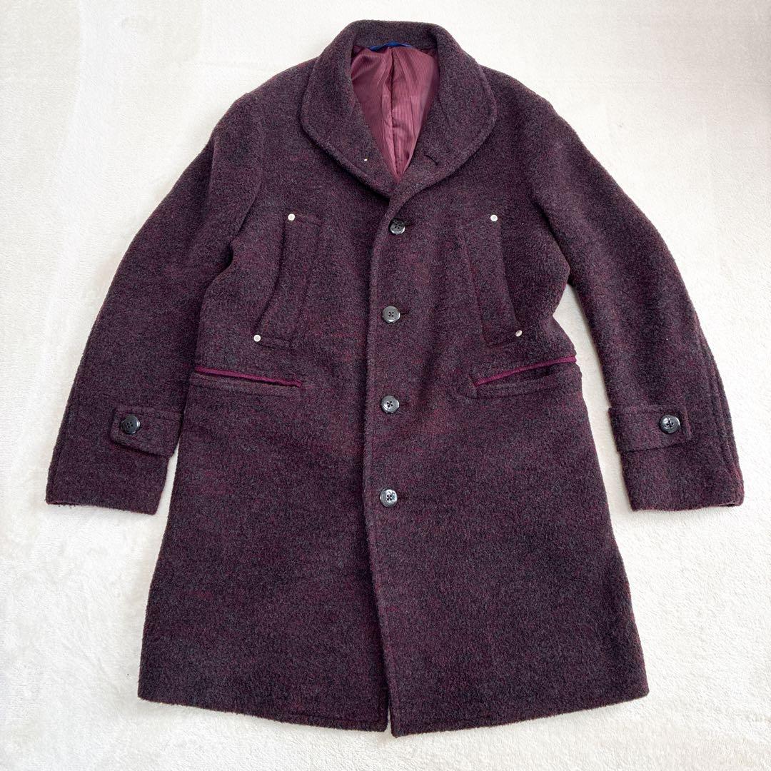 MAURIZIO BALDASSARI ウールコート　ツィード　　ボルドー　48