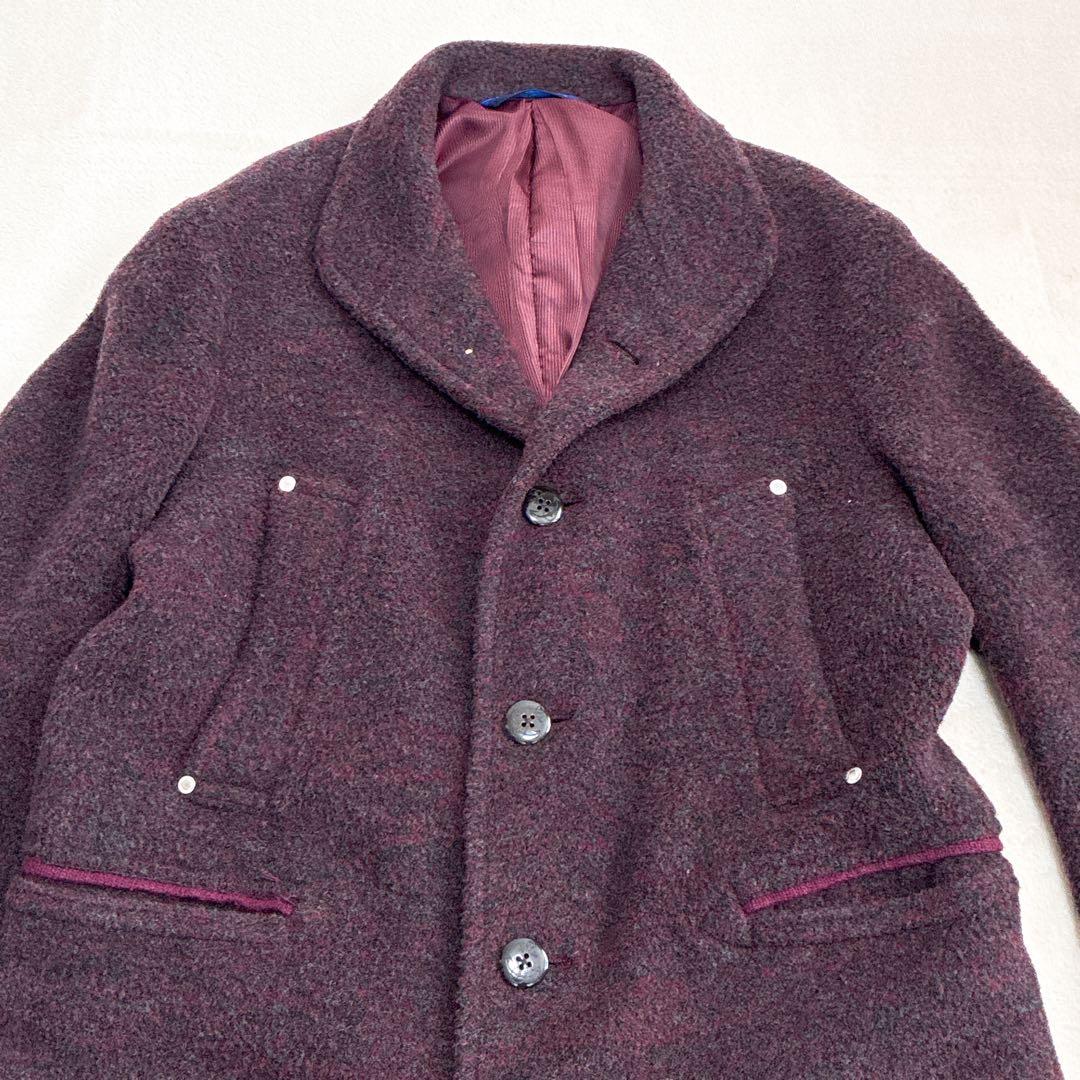 MAURIZIO BALDASSARI ウールコート　ツィード　　ボルドー　48