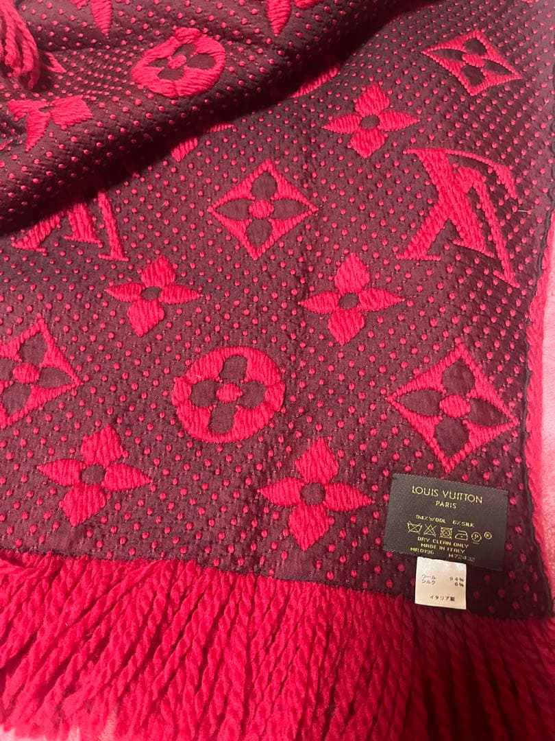 Louis Vuitton レッド マフラー ウール カシミヤ
