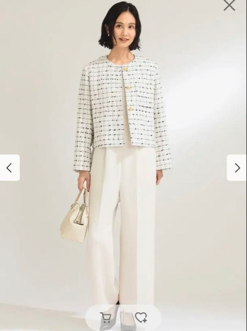 DemiLuxe BEAMS ノーカラージャケット ホワイト系セレモニー