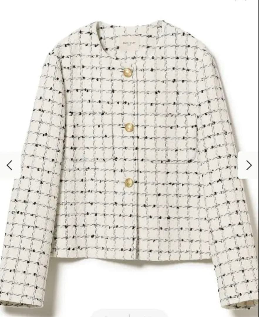 DemiLuxe BEAMS ノーカラージャケット ホワイト系セレモニー