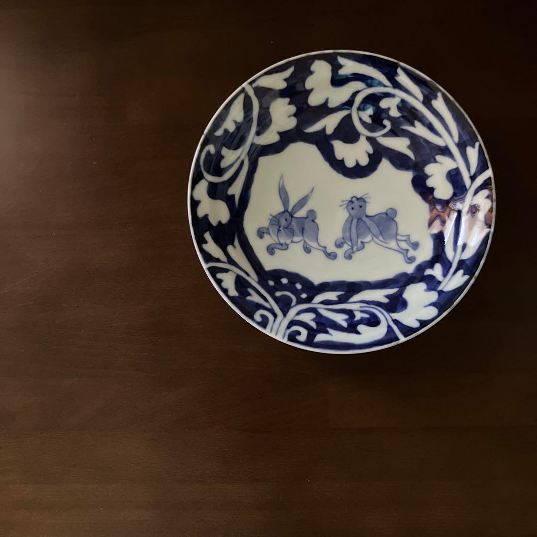 惣太窯　そうた窯　うさぎ模様　草花模様　深皿　5枚セット