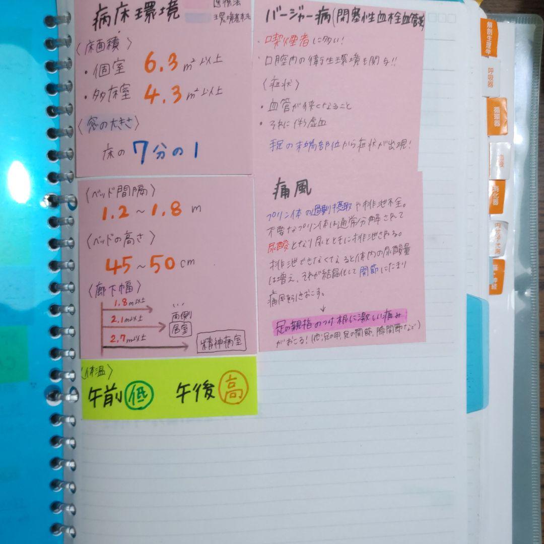 看護師国試　付箋ノート