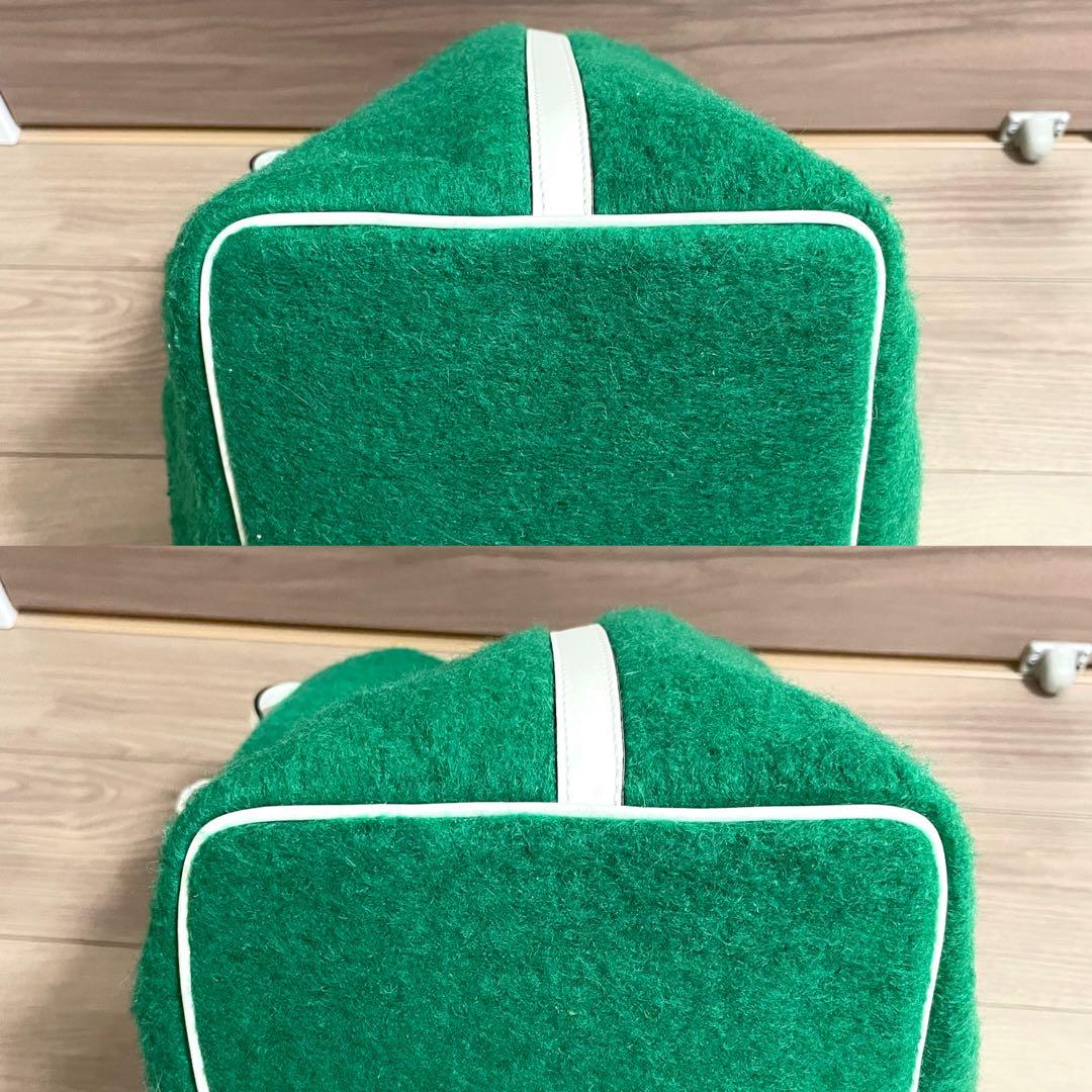 新品タグ付/マルニ　スモールトート　ヤヌス　グリーン　リバーシブル　ウール　希少