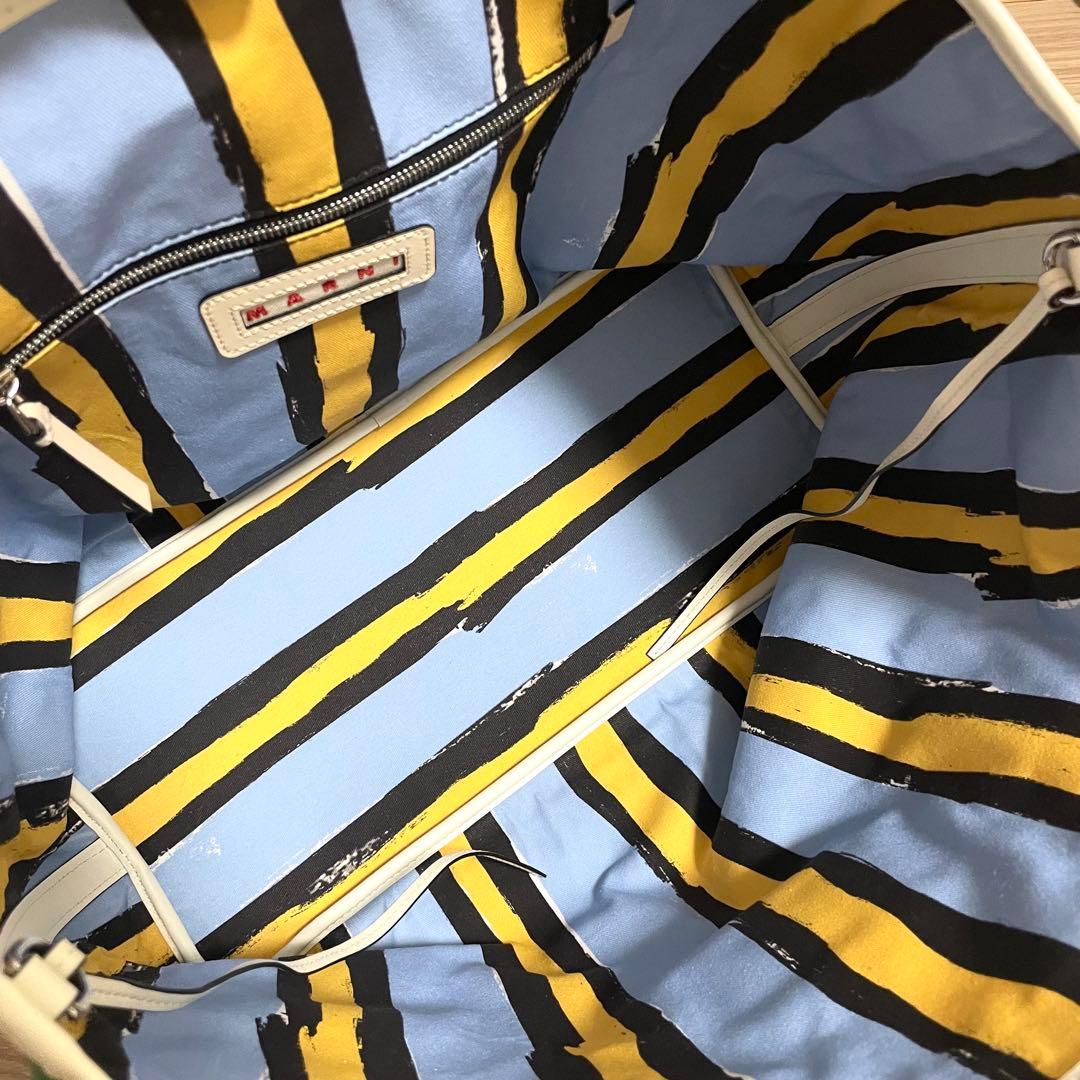 新品タグ付/マルニ　スモールトート　ヤヌス　グリーン　リバーシブル　ウール　希少