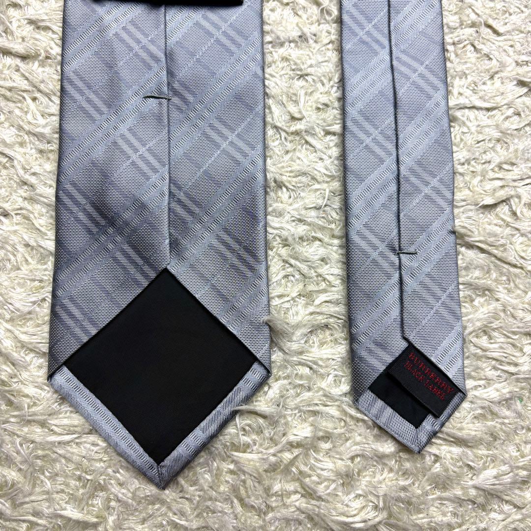 【未商品】バーバリーブラックレーベル シルクネクタイ ノバチェック グレー 式典