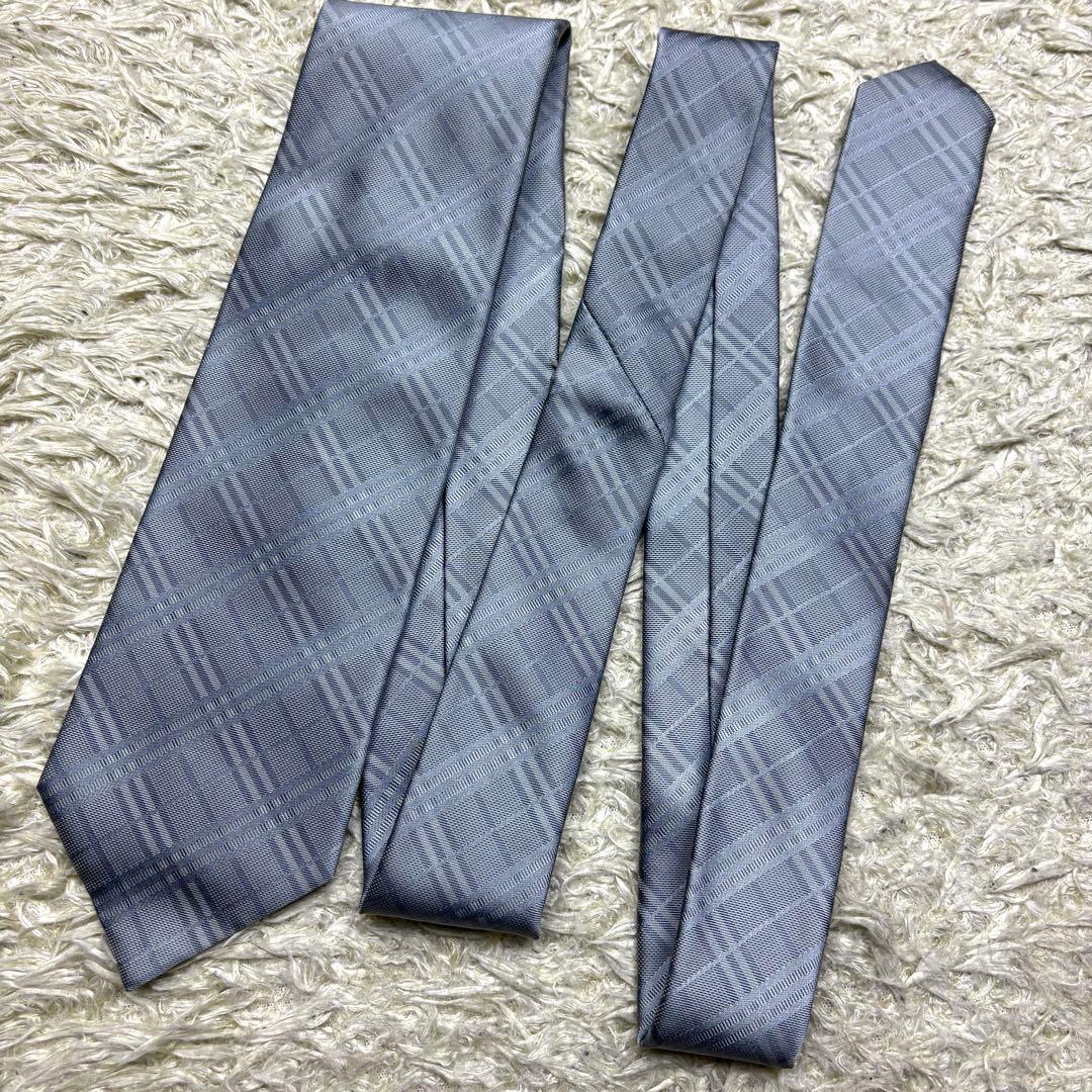 【未商品】バーバリーブラックレーベル シルクネクタイ ノバチェック グレー 式典