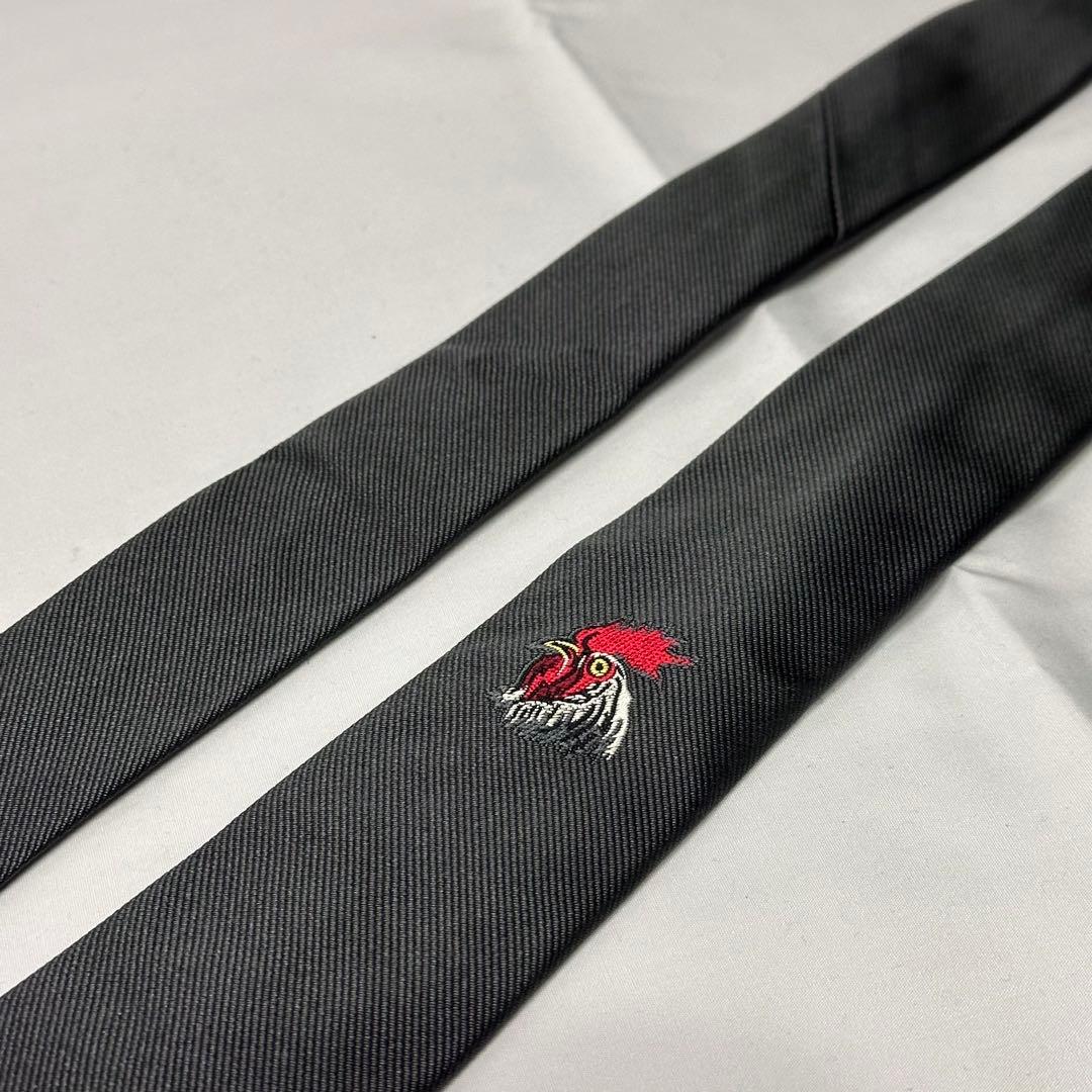 新品タグ付☆グッチ☆ネクタイ☆グレー☆ニワトリ☆アニマル柄☆ソリッド☆618