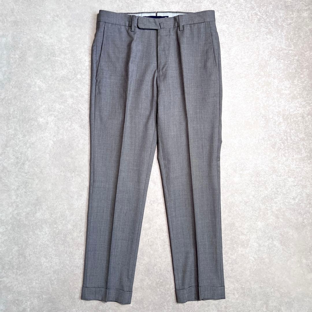 【極美品】INCOTEXインコテックス ウールスリムスラックス ライトグレー44