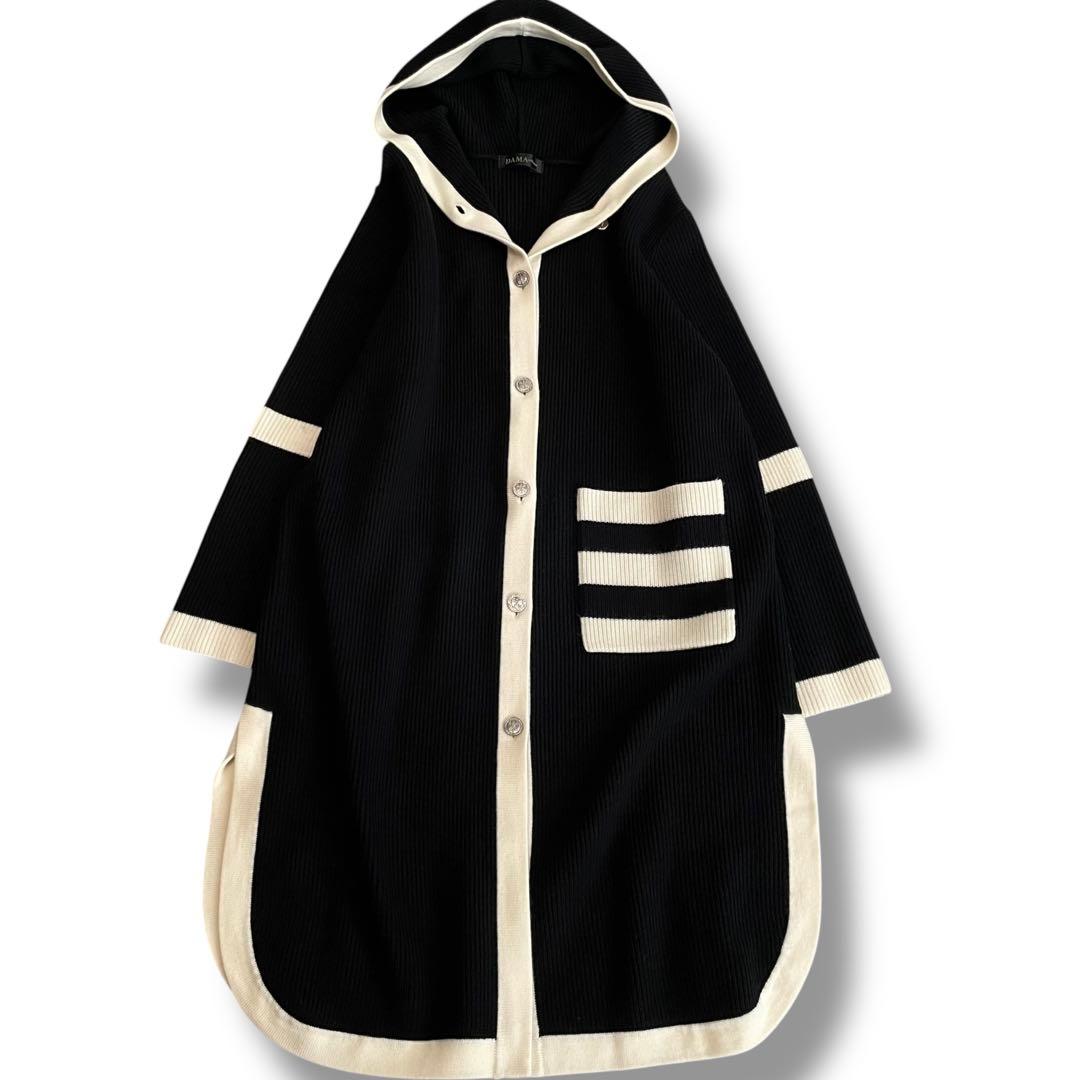 美品✨ダーマコレクション コート ロングカーディガン ウール フード付 LL