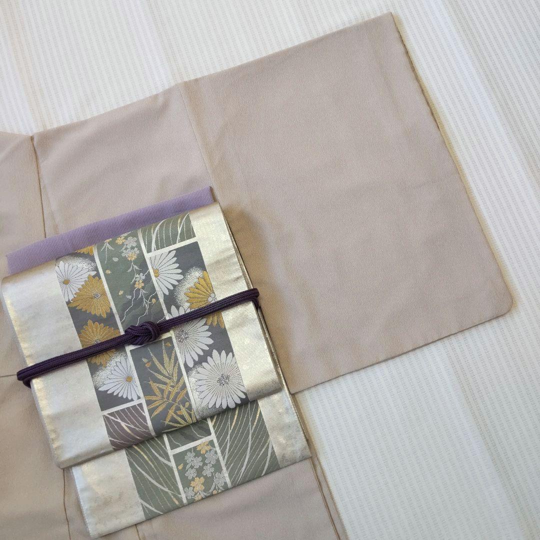 【袋帯】圧倒的スタイリッシュ＊シルバー輝く短冊文様！/Obi/Vintage