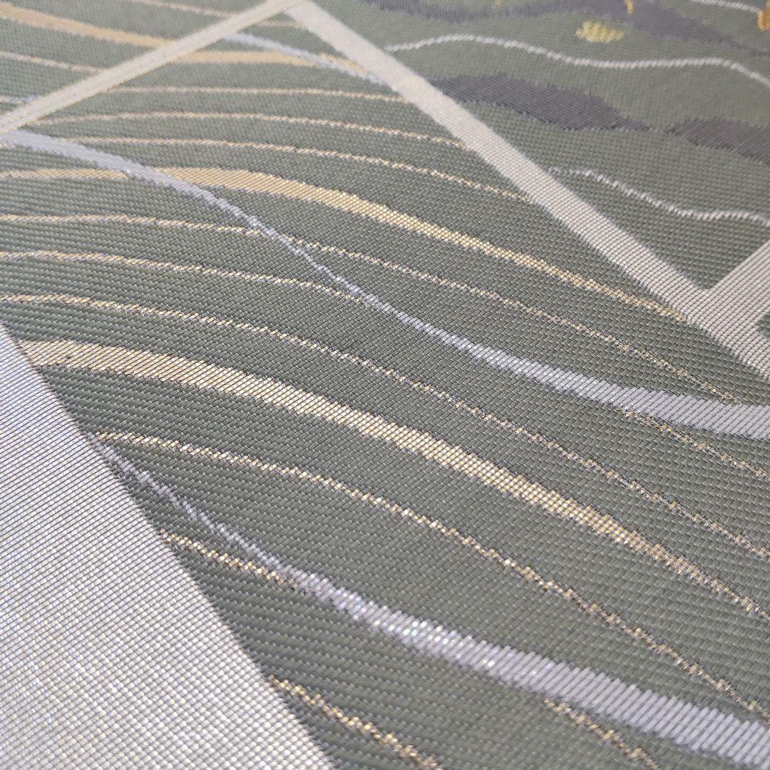 【袋帯】圧倒的スタイリッシュ＊シルバー輝く短冊文様！/Obi/Vintage