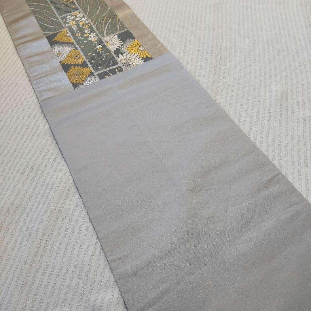 【袋帯】圧倒的スタイリッシュ＊シルバー輝く短冊文様！/Obi/Vintage