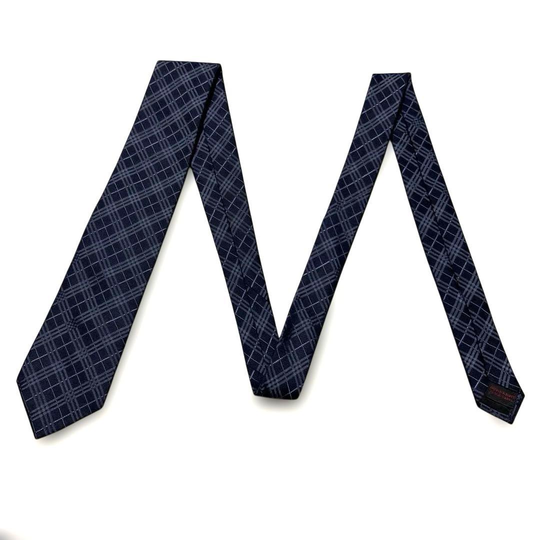究極美品　バーバリー　ブラックレーベル　ネクタイ　ダークネイビー　ノバチェック