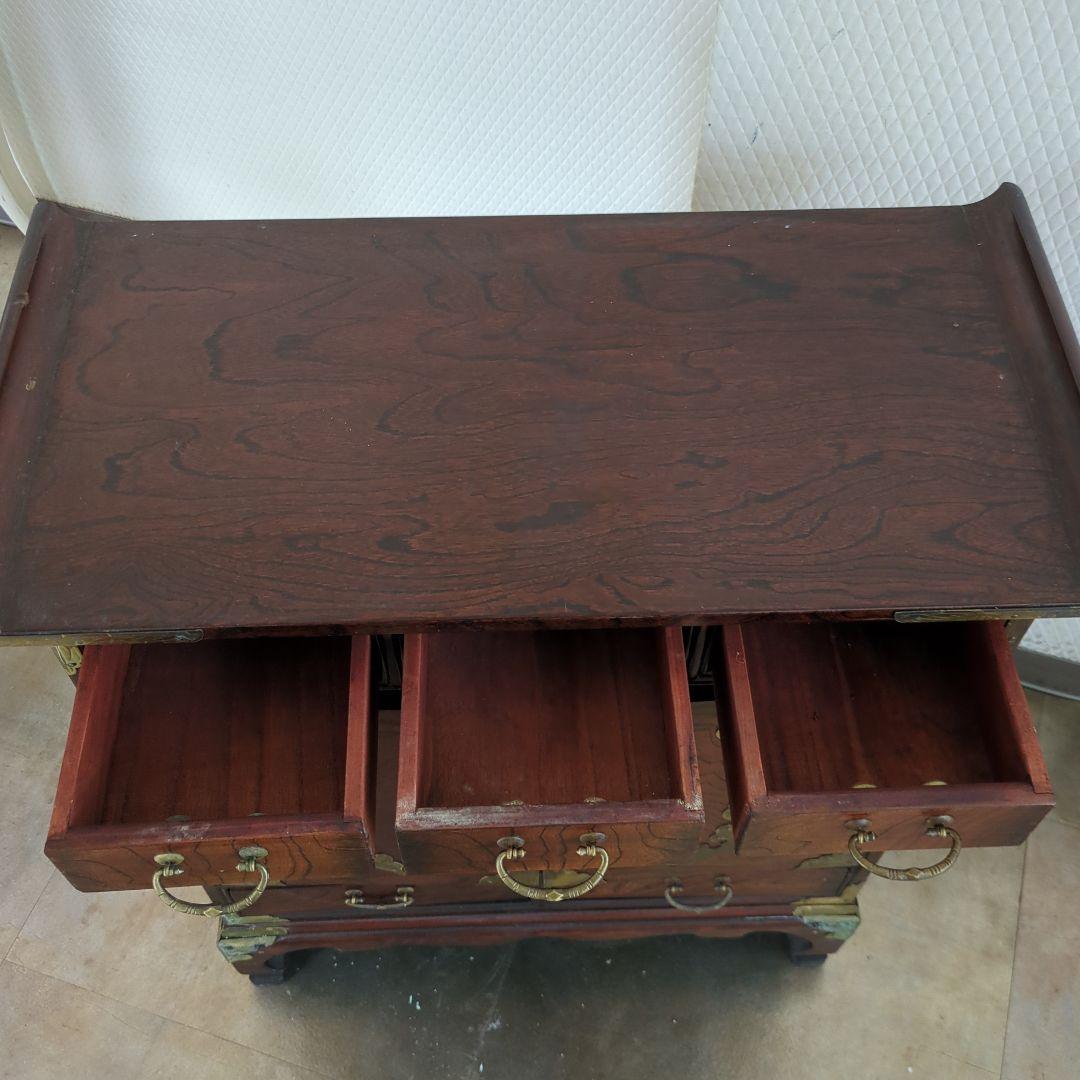 レトロ 李朝家具 李朝 真鍮金具 魚型錠前 バンダジ 箪笥 キャビネット