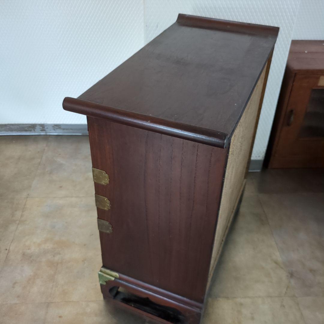 レトロ 李朝家具 李朝 真鍮金具 魚型錠前 バンダジ 箪笥 キャビネット