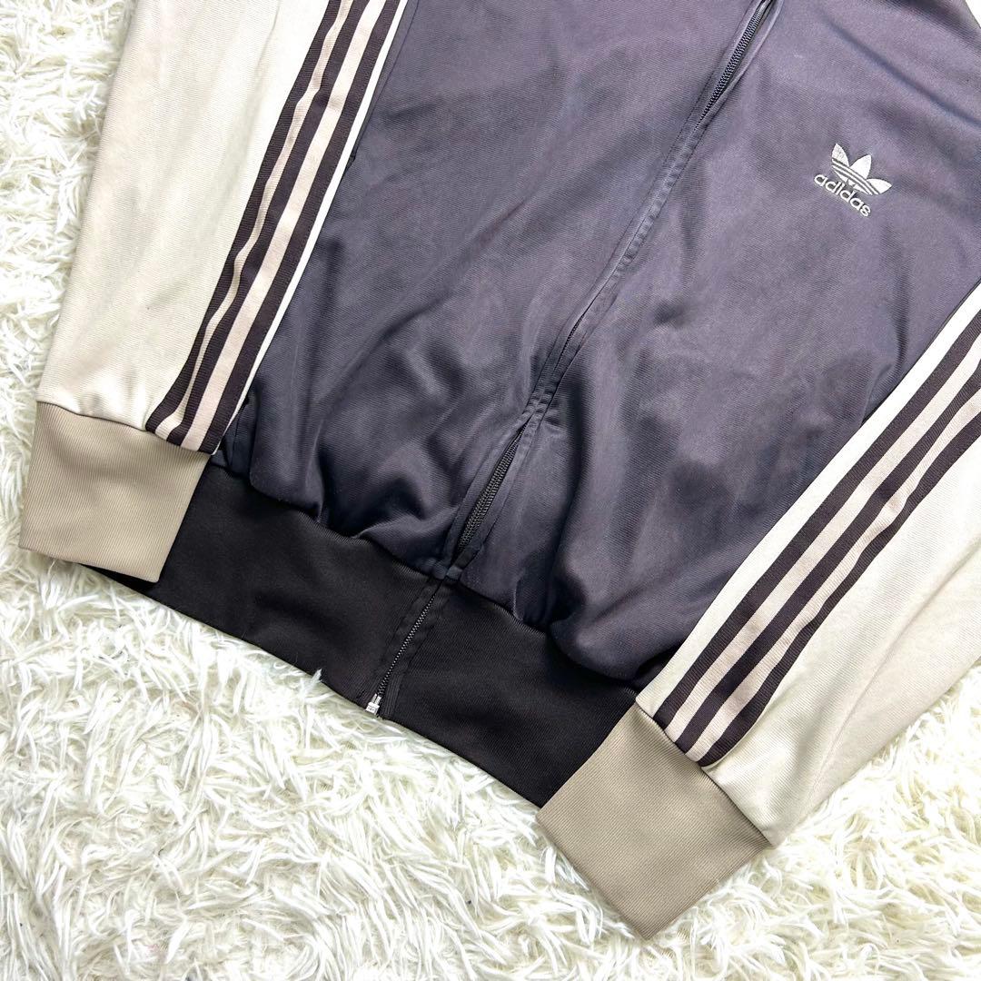 adidas トラックジャケット L 茶 ブラウン×ベージュ 古着