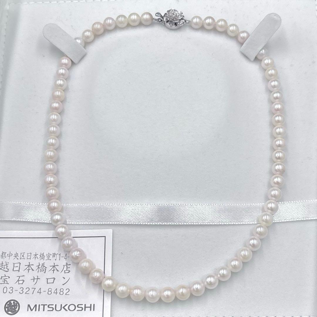 【日本橋三越】約7mmあこや本真珠　パールネックレス　購入証明書/ボックス付き