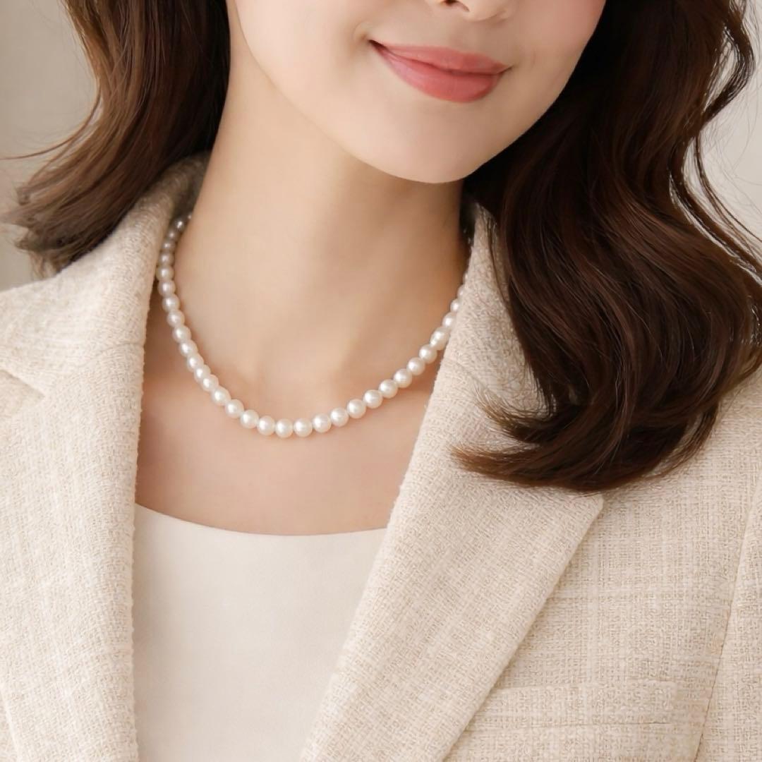 【日本橋三越】約7mmあこや本真珠　パールネックレス　購入証明書/ボックス付き