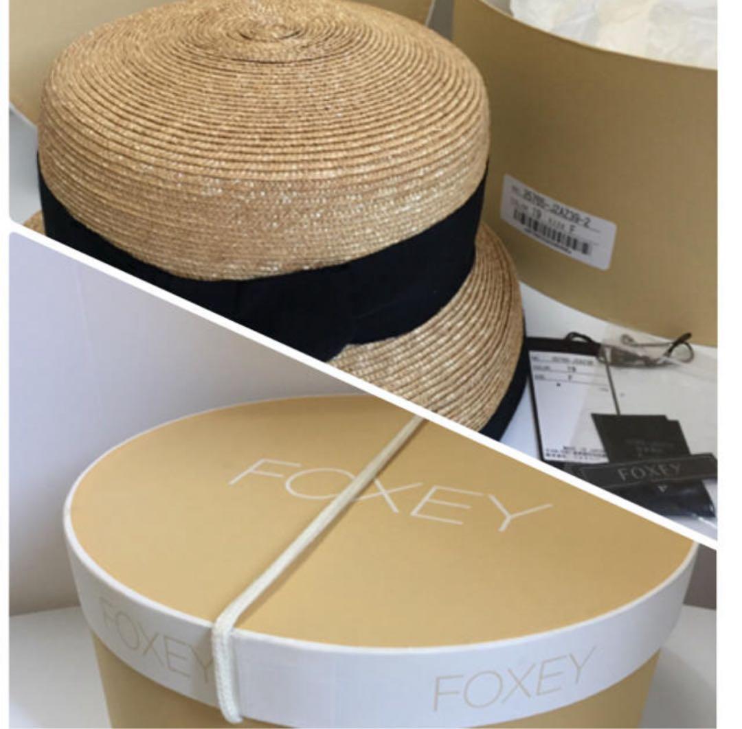 FOXEY リボン付き麦わら帽子