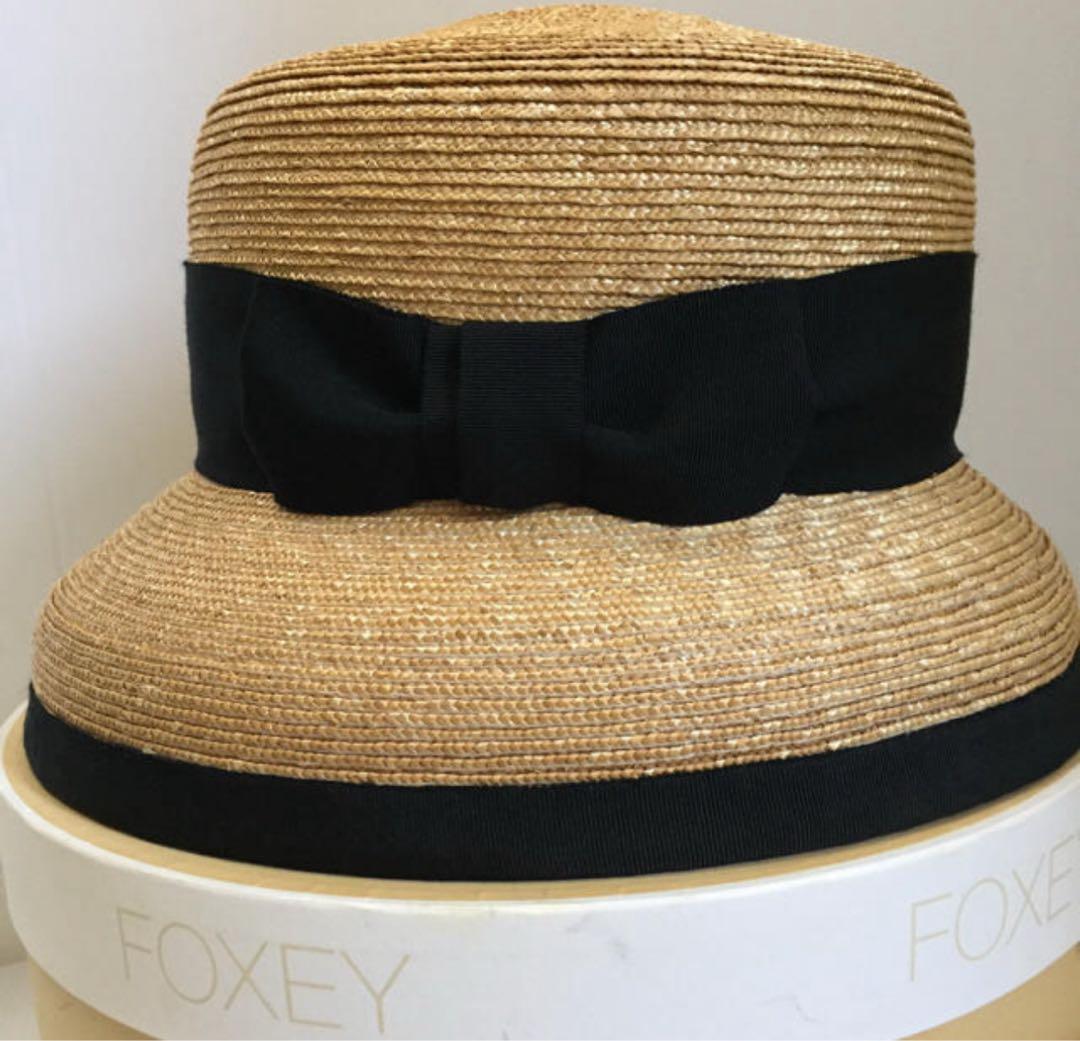 FOXEY リボン付き麦わら帽子