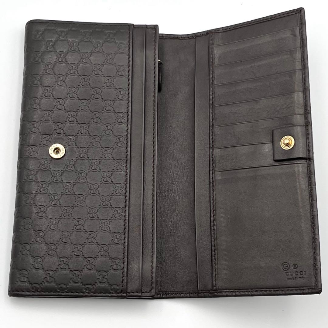 ✨極美品✨　GUCCI 長財布　マイクロシマ　GG レザー　ブラウン　二つ折り