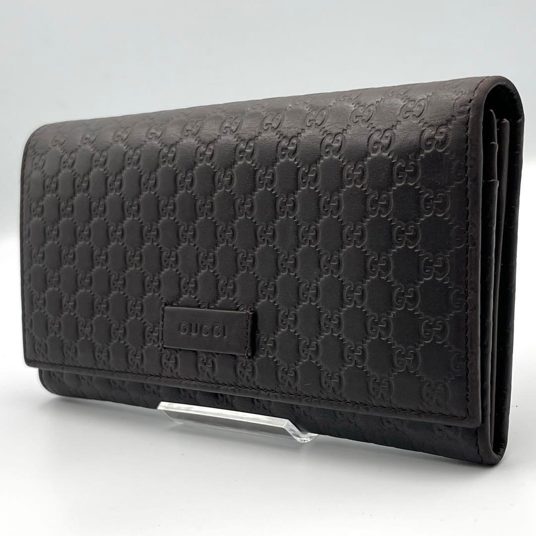✨極美品✨　GUCCI 長財布　マイクロシマ　GG レザー　ブラウン　二つ折り