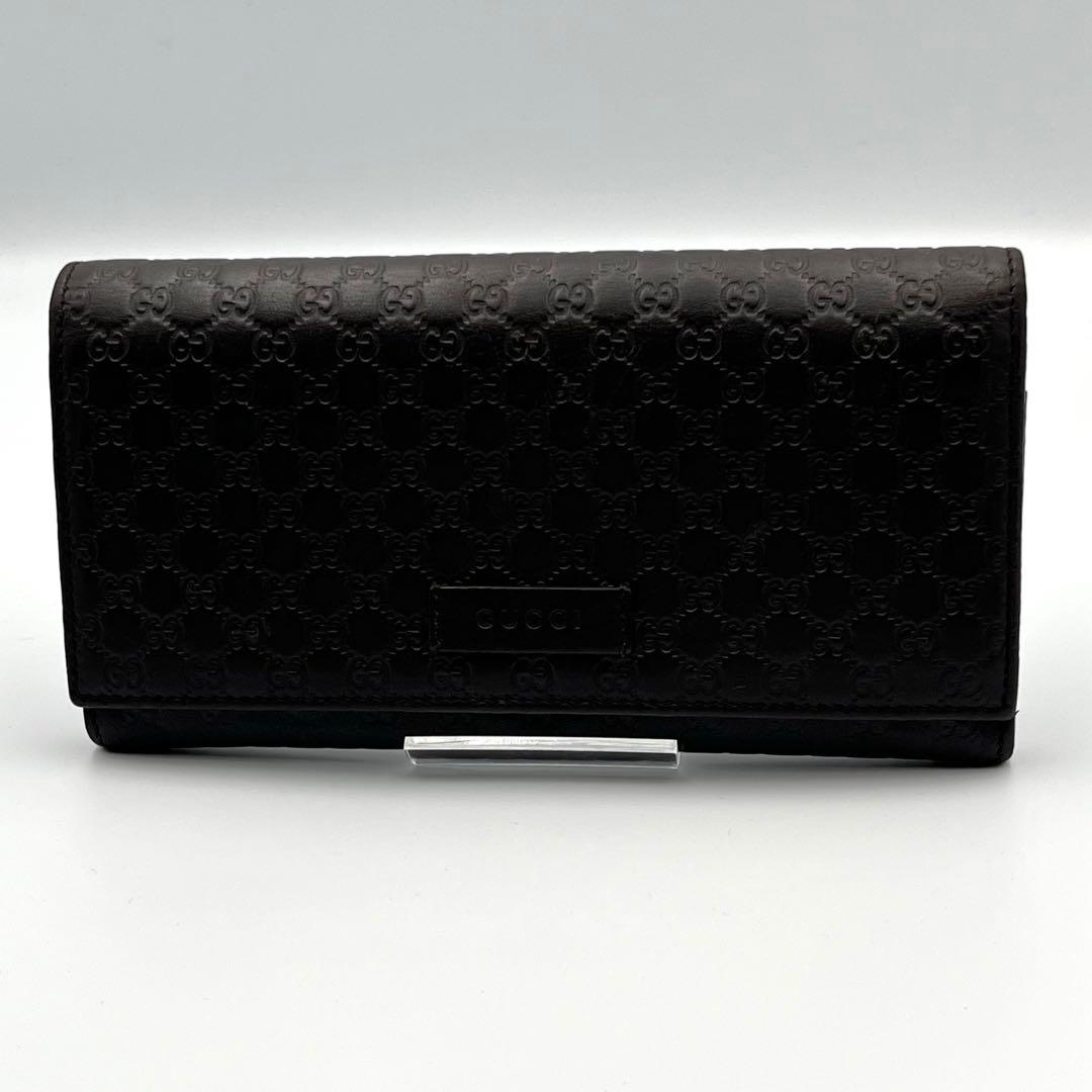 ✨極美品✨　GUCCI 長財布　マイクロシマ　GG レザー　ブラウン　二つ折り