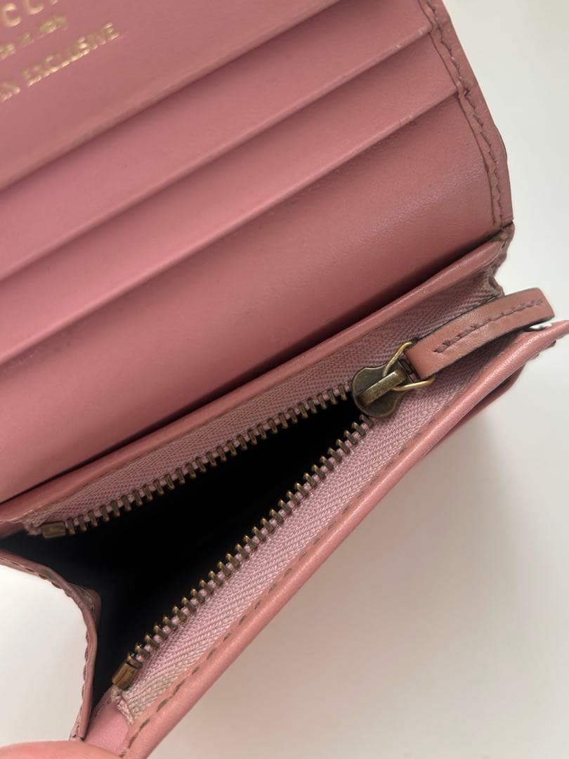 GUCCI 二つ折り財布 ピンク チェリー　日本限定カラー