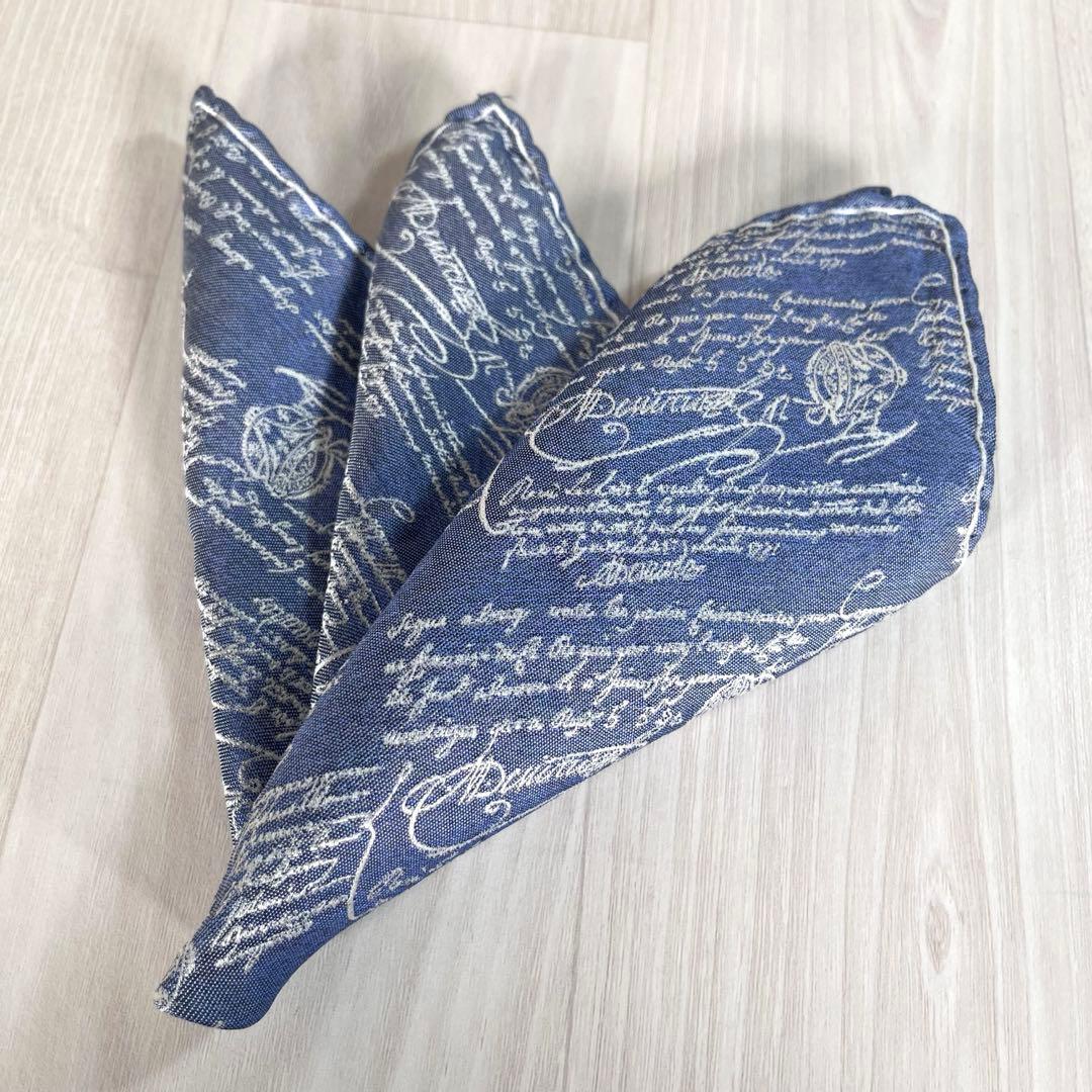 【未使用級】ベルルッティ　ハンカチ　スクリット　カリグラフィ　現行　近年モデル