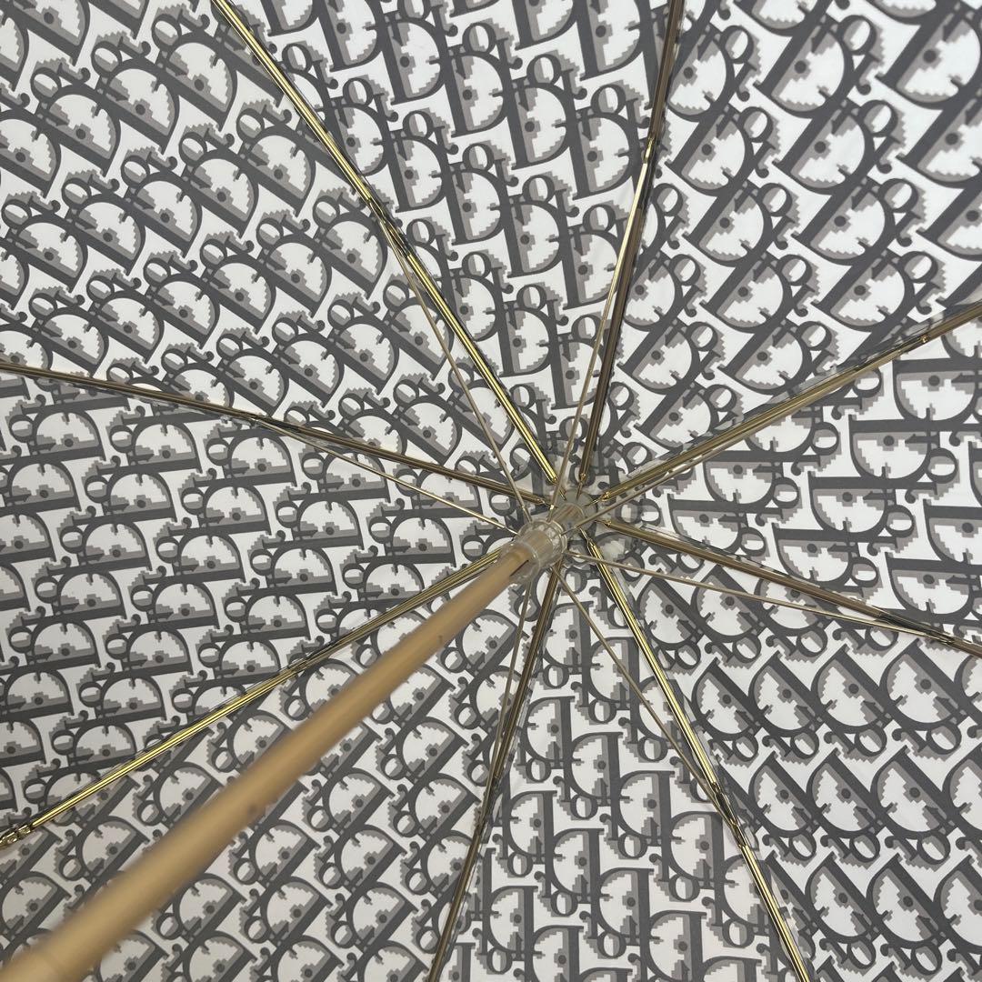 新品　Dior ディオール　折たたみ傘　雨傘　グレー　トロッター柄　タグ付き