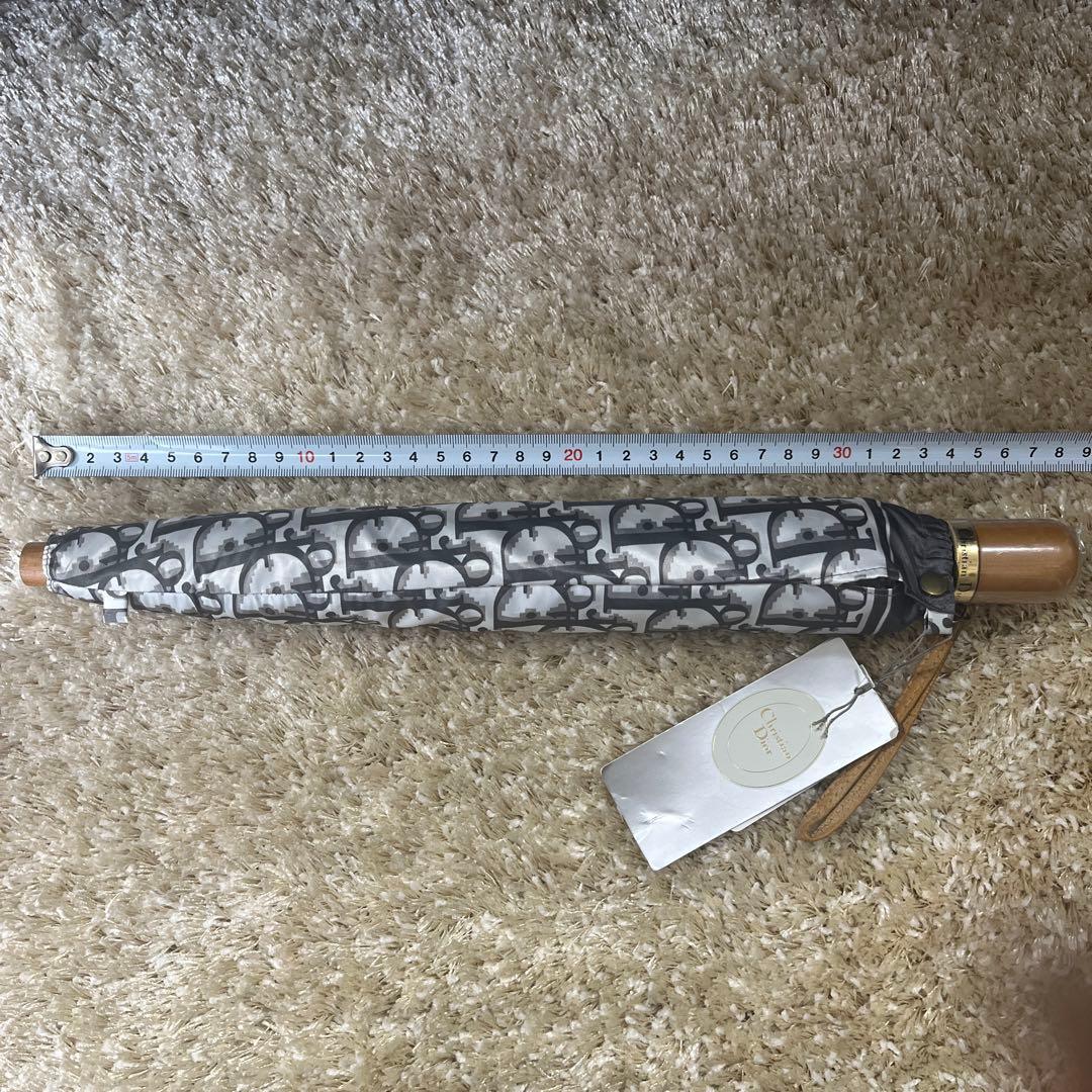 新品　Dior ディオール　折たたみ傘　雨傘　グレー　トロッター柄　タグ付き